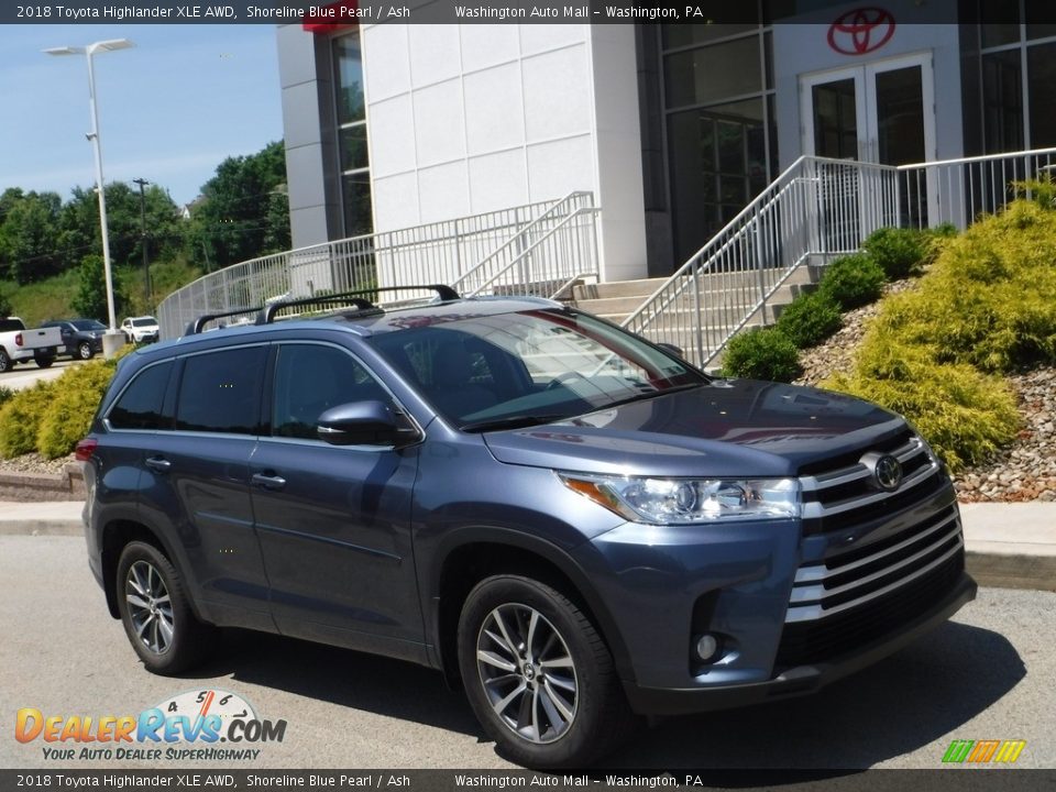 2018 Toyota Highlander XLE AWD Shoreline Blue Pearl / Ash Photo #1