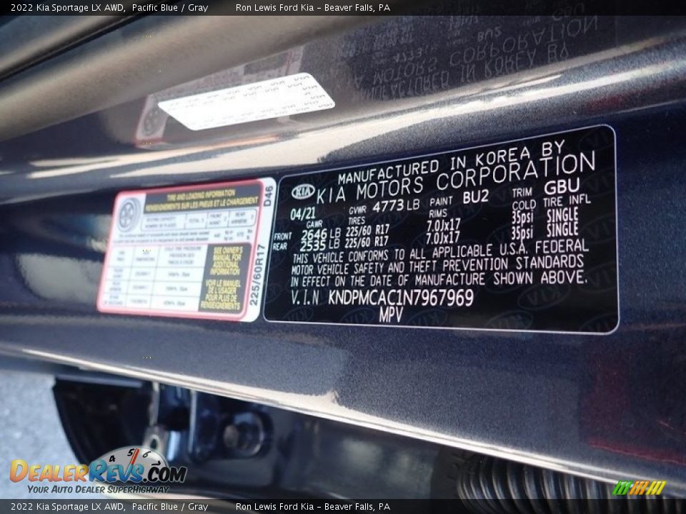 2022 Kia Sportage LX AWD Pacific Blue / Gray Photo #16