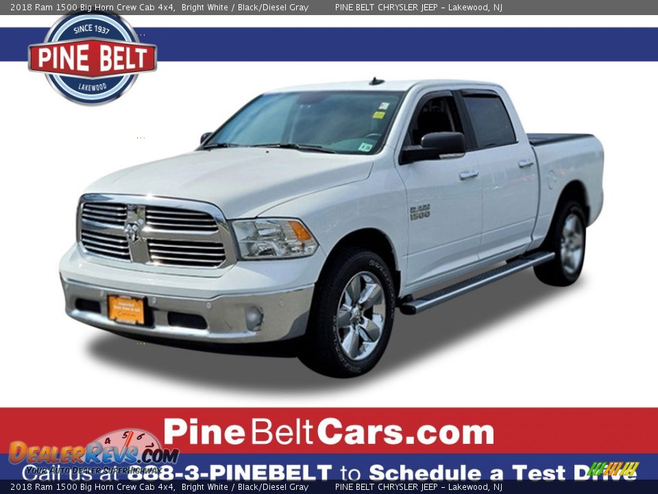 2018 Ram 1500 Big Horn Crew Cab 4x4 Bright White / Black/Diesel Gray Photo #1