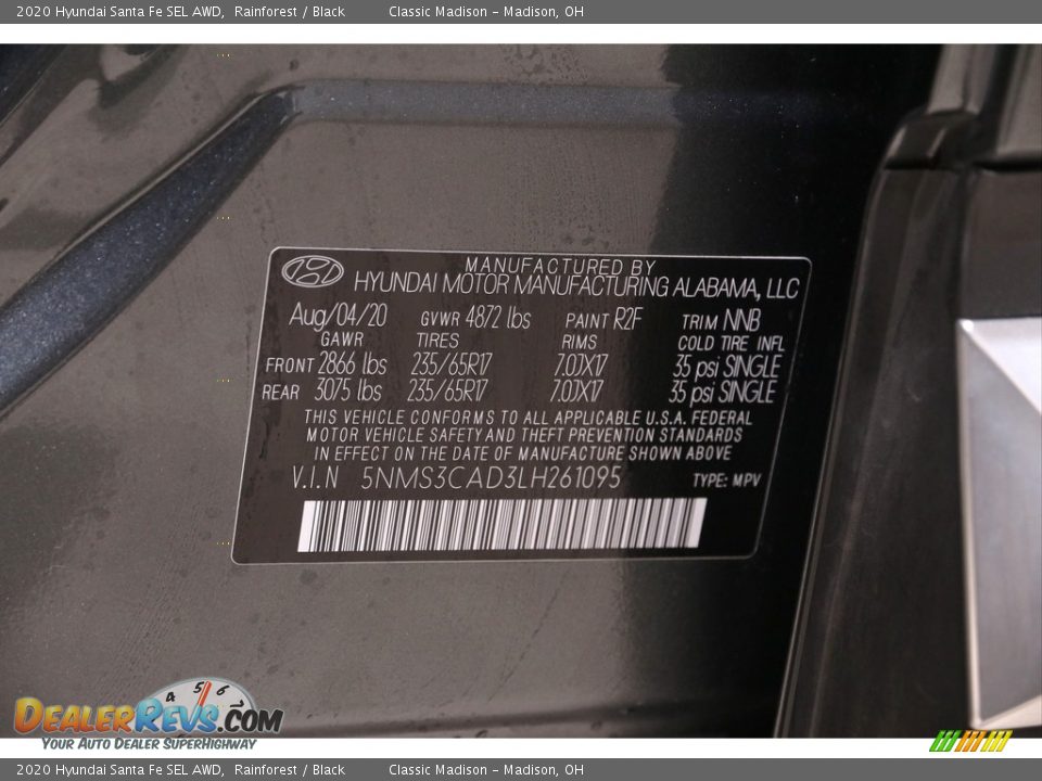 2020 Hyundai Santa Fe SEL AWD Rainforest / Black Photo #20