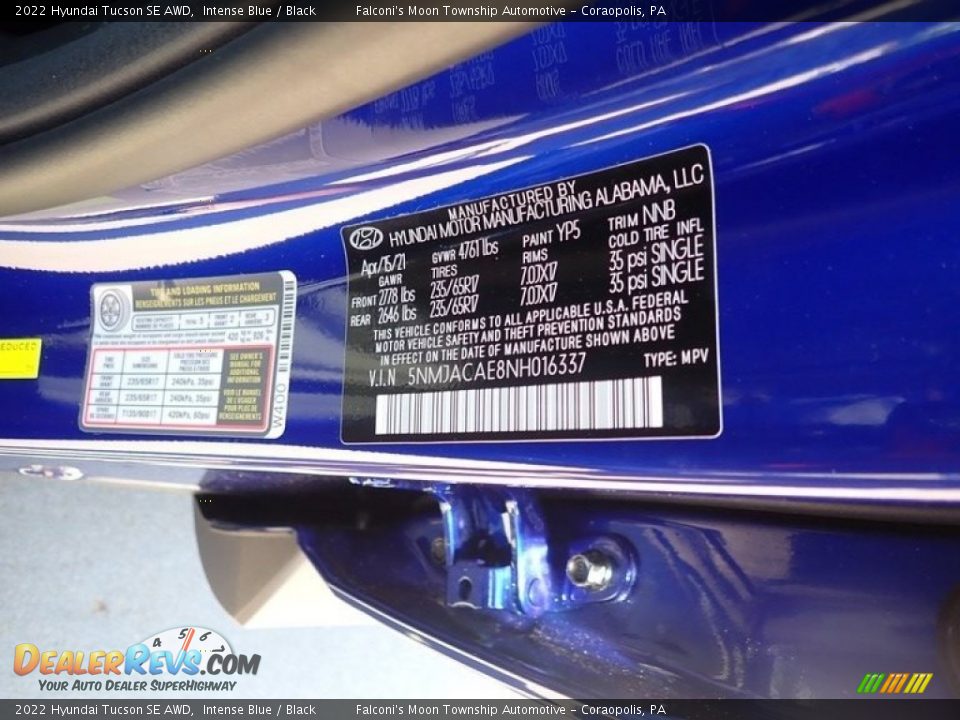 2022 Hyundai Tucson SE AWD Intense Blue / Black Photo #16