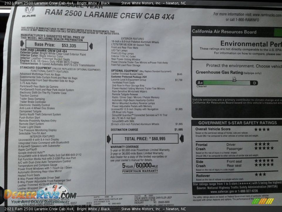2021 Ram 2500 Laramie Crew Cab 4x4 Bright White / Black Photo #32