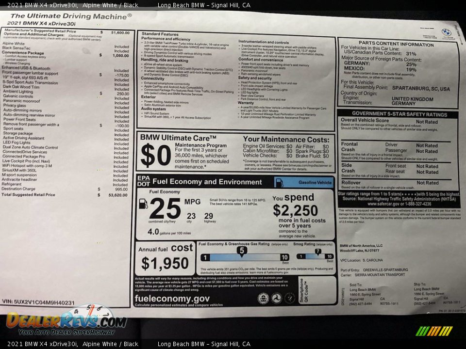 2021 BMW X4 xDrive30i Alpine White / Black Photo #25