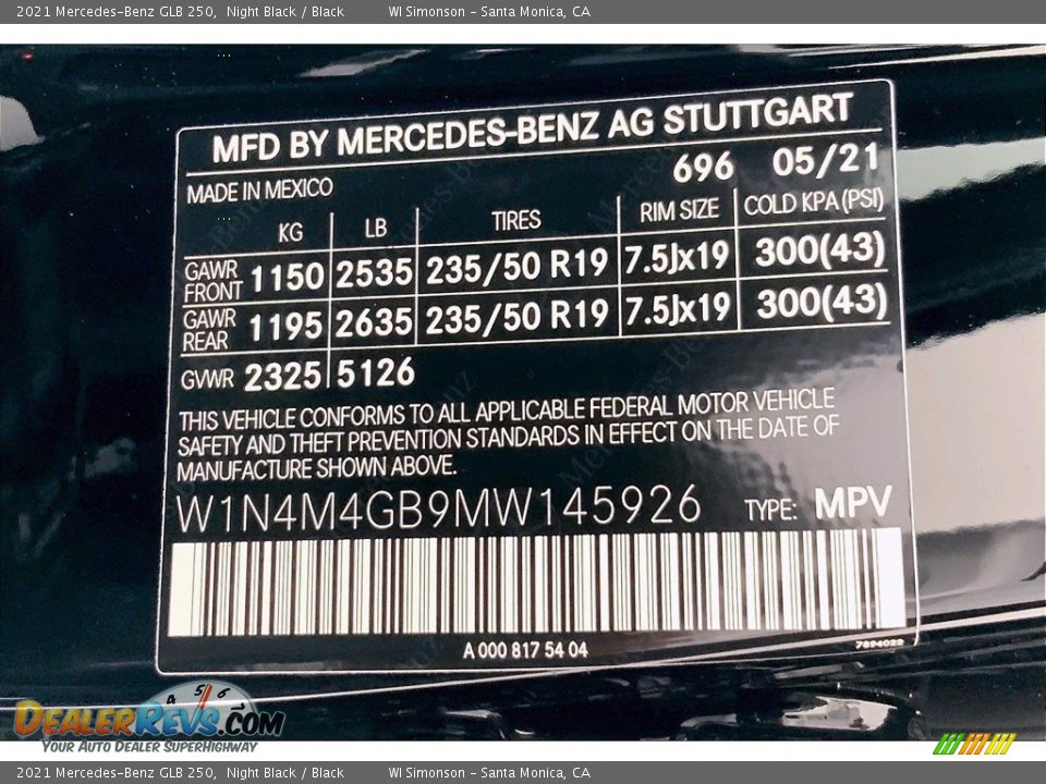 2021 Mercedes-Benz GLB 250 Night Black / Black Photo #11