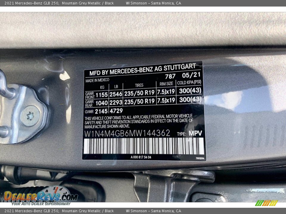 2021 Mercedes-Benz GLB 250 Mountain Grey Metallic / Black Photo #12