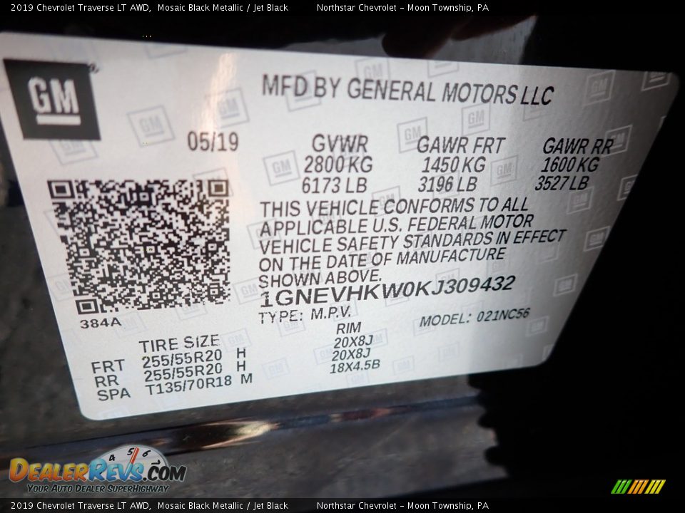 2019 Chevrolet Traverse LT AWD Mosaic Black Metallic / Jet Black Photo #28