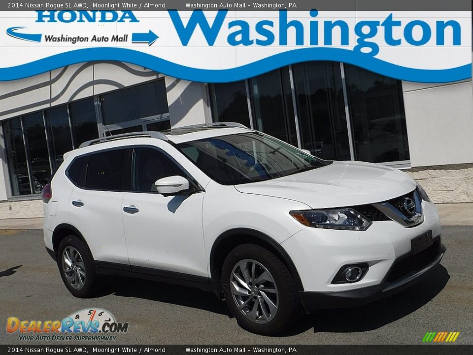 2014 Nissan Rogue SL AWD Moonlight White / Almond Photo #1