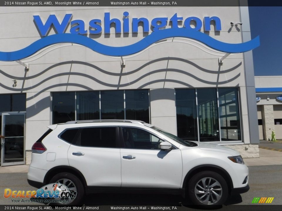 2014 Nissan Rogue SL AWD Moonlight White / Almond Photo #2