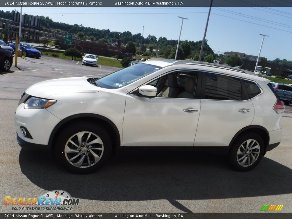 2014 Nissan Rogue SL AWD Moonlight White / Almond Photo #6