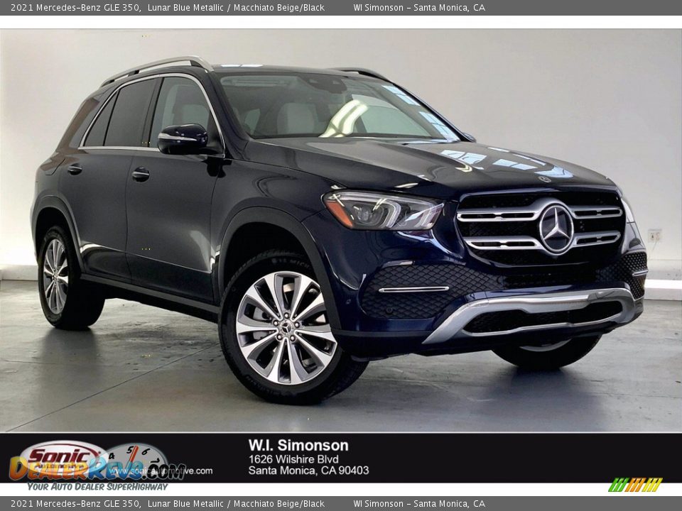 2021 Mercedes-Benz GLE 350 Lunar Blue Metallic / Macchiato Beige/Black Photo #1