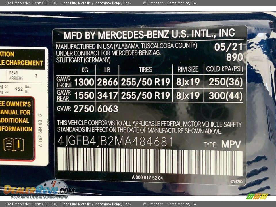 2021 Mercedes-Benz GLE 350 Lunar Blue Metallic / Macchiato Beige/Black Photo #11