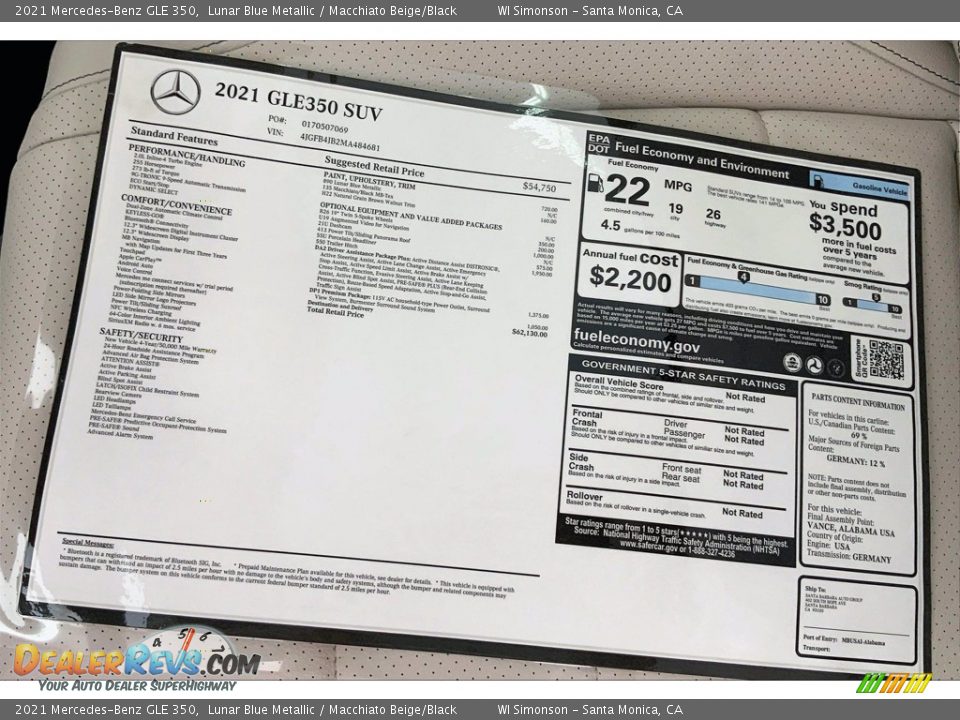 2021 Mercedes-Benz GLE 350 Lunar Blue Metallic / Macchiato Beige/Black Photo #13