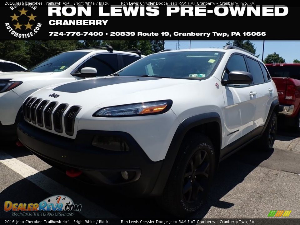 2016 Jeep Cherokee Trailhawk 4x4 Bright White / Black Photo #1