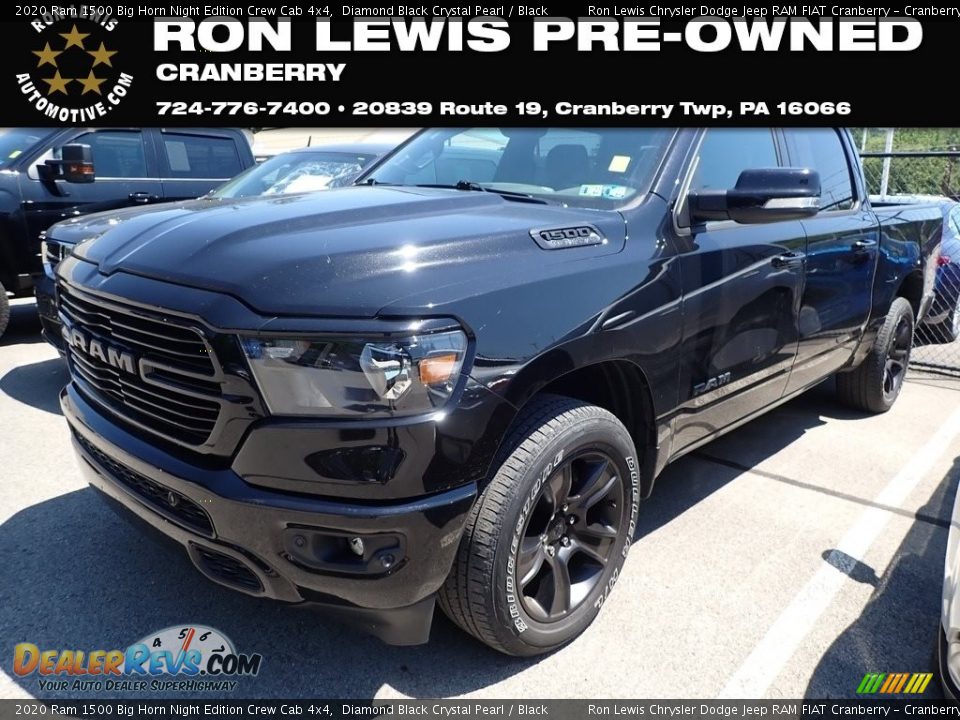 2020 Ram 1500 Big Horn Night Edition Crew Cab 4x4 Diamond Black Crystal Pearl / Black Photo #1