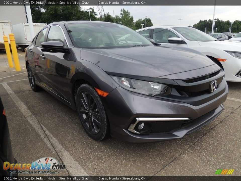 2021 Honda Civic EX Sedan Modern Steel Metallic / Gray Photo #3