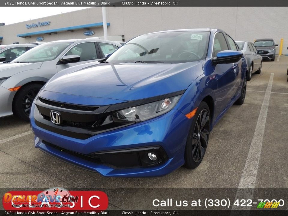 2021 Honda Civic Sport Sedan Aegean Blue Metallic / Black Photo #1