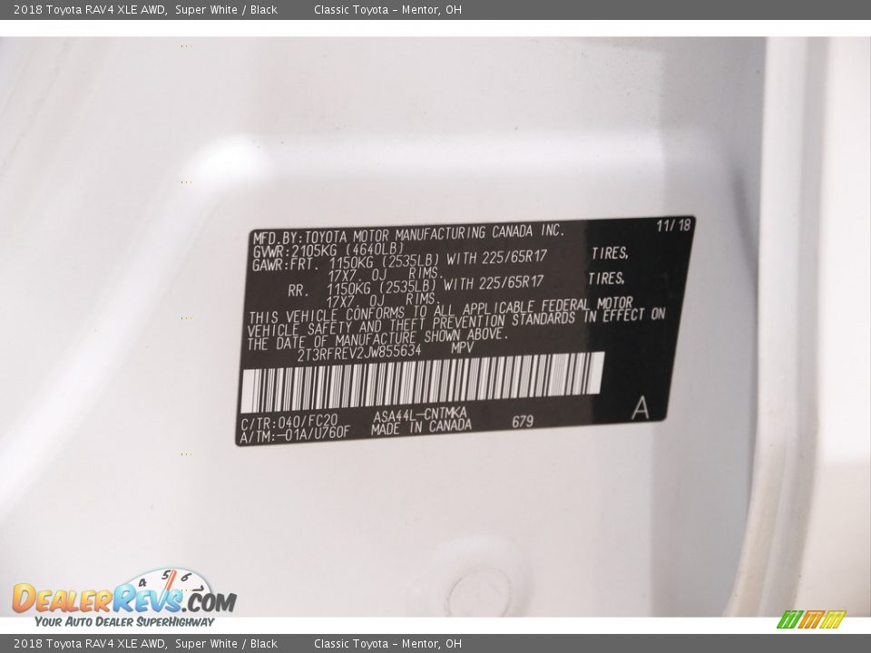 2018 Toyota RAV4 XLE AWD Super White / Black Photo #19