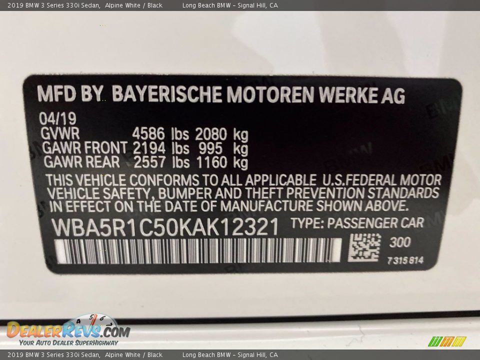 2019 BMW 3 Series 330i Sedan Alpine White / Black Photo #36