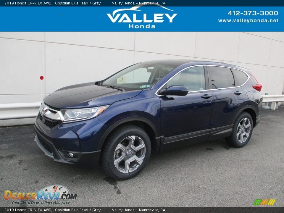 2019 Honda CR-V EX AWD Obsidian Blue Pearl / Gray Photo #1