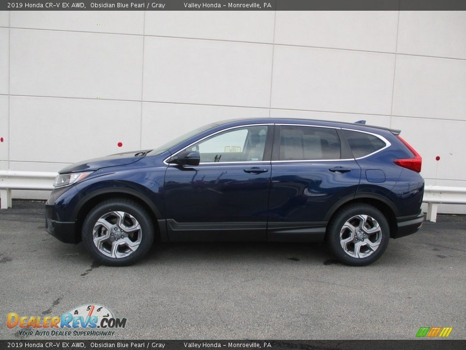2019 Honda CR-V EX AWD Obsidian Blue Pearl / Gray Photo #2