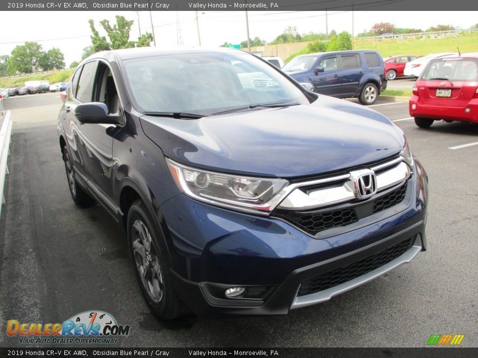 2019 Honda CR-V EX AWD Obsidian Blue Pearl / Gray Photo #7