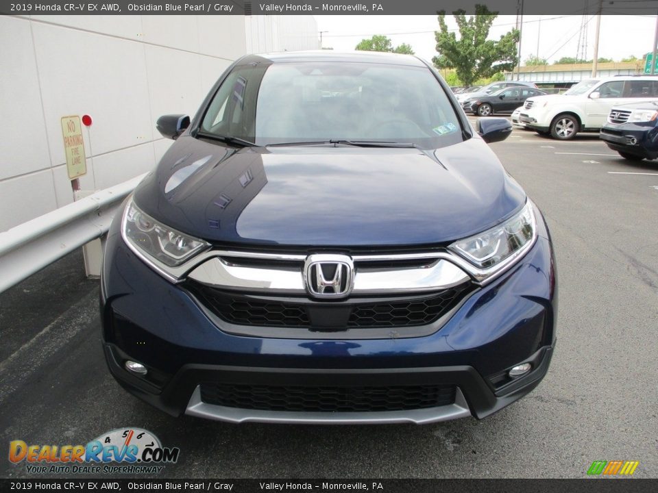2019 Honda CR-V EX AWD Obsidian Blue Pearl / Gray Photo #8