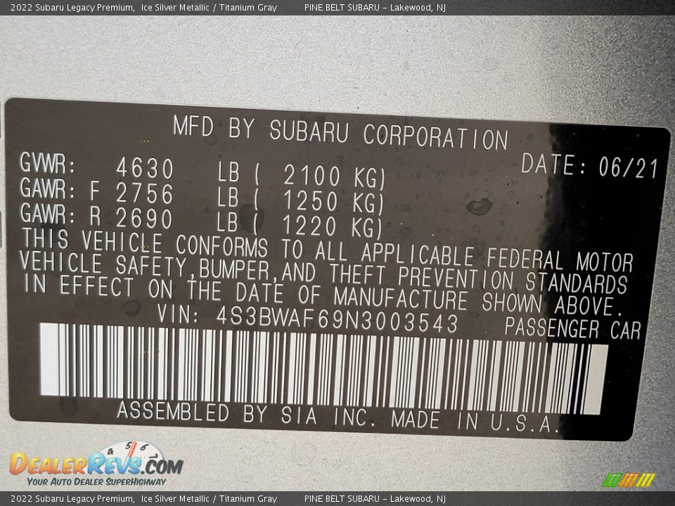 2022 Subaru Legacy Premium Ice Silver Metallic / Titanium Gray Photo #14