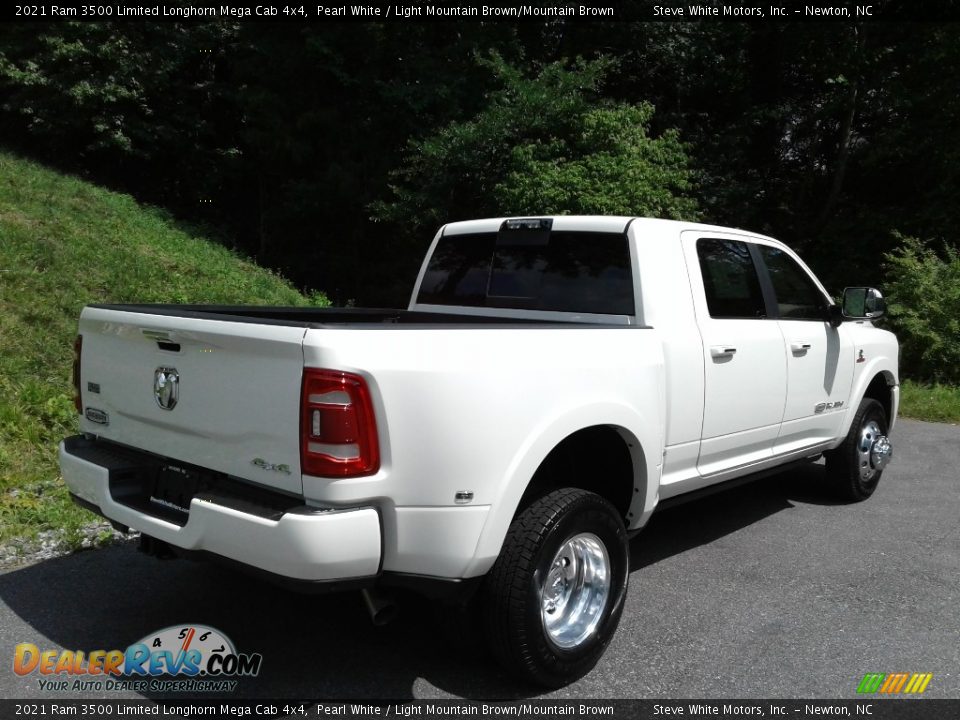 2021 Ram 3500 Limited Longhorn Mega Cab 4x4 Pearl White / Light Mountain Brown/Mountain Brown Photo #7