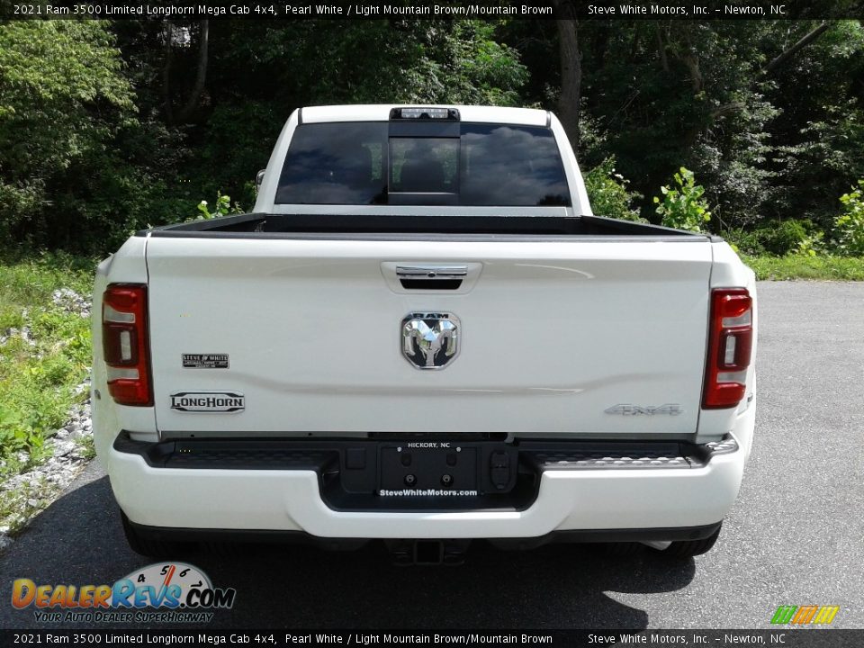 2021 Ram 3500 Limited Longhorn Mega Cab 4x4 Pearl White / Light Mountain Brown/Mountain Brown Photo #8