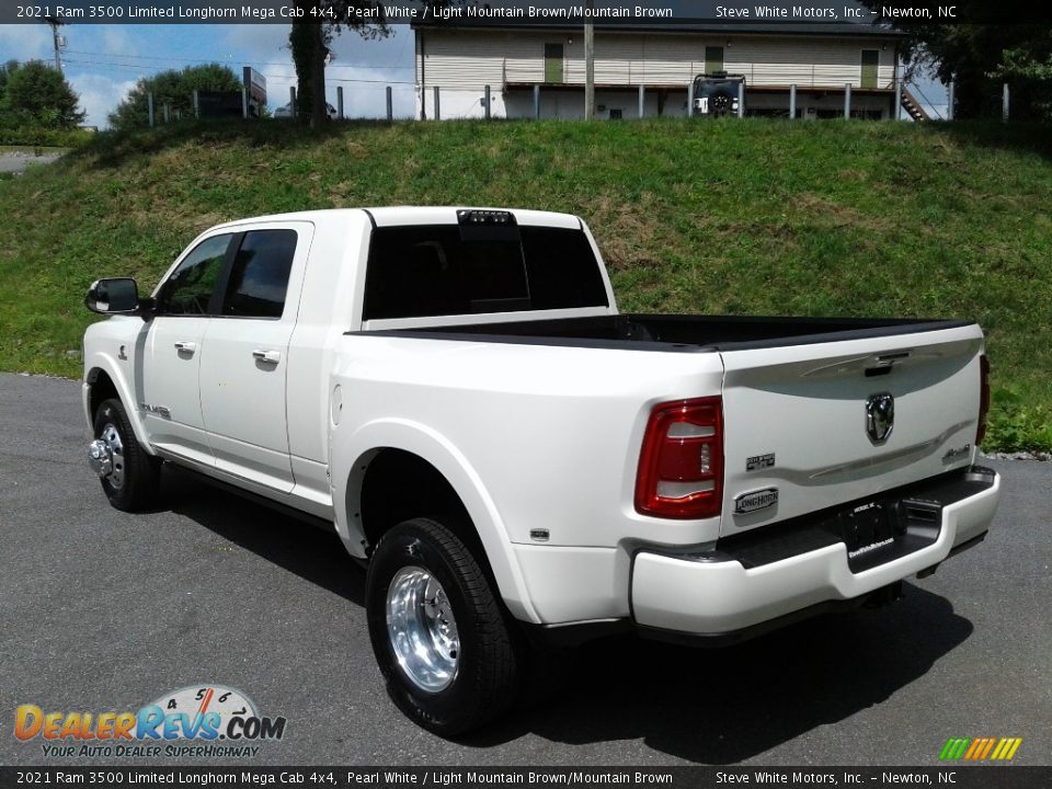 2021 Ram 3500 Limited Longhorn Mega Cab 4x4 Pearl White / Light Mountain Brown/Mountain Brown Photo #10