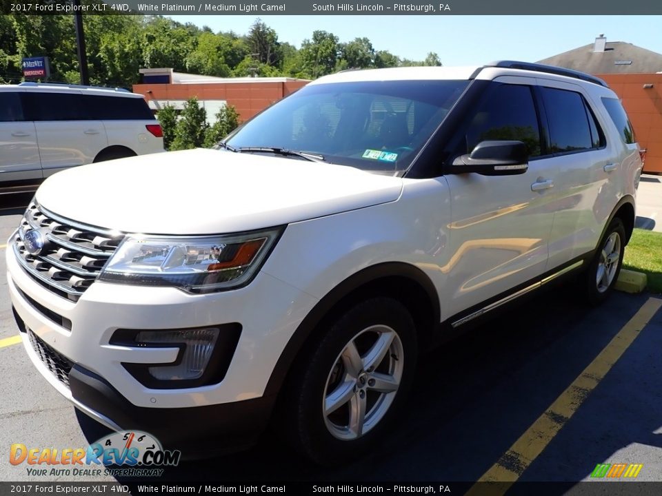 2017 Ford Explorer XLT 4WD White Platinum / Medium Light Camel Photo #1