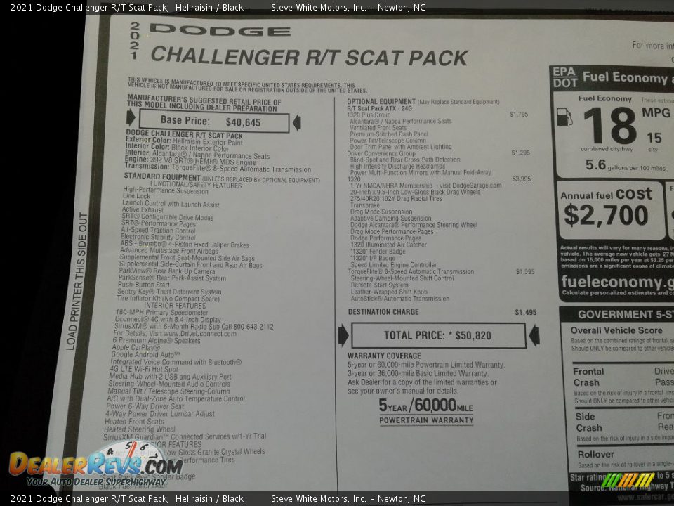 2021 Dodge Challenger R/T Scat Pack Hellraisin / Black Photo #26