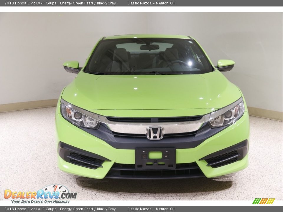 2018 Honda Civic LX-P Coupe Energy Green Pearl / Black/Gray Photo #2