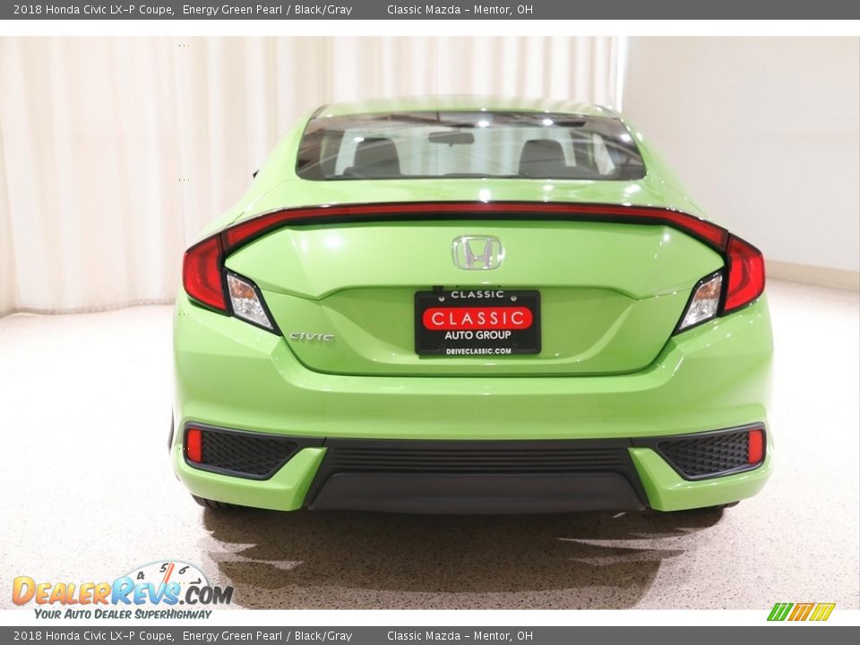 2018 Honda Civic LX-P Coupe Energy Green Pearl / Black/Gray Photo #16