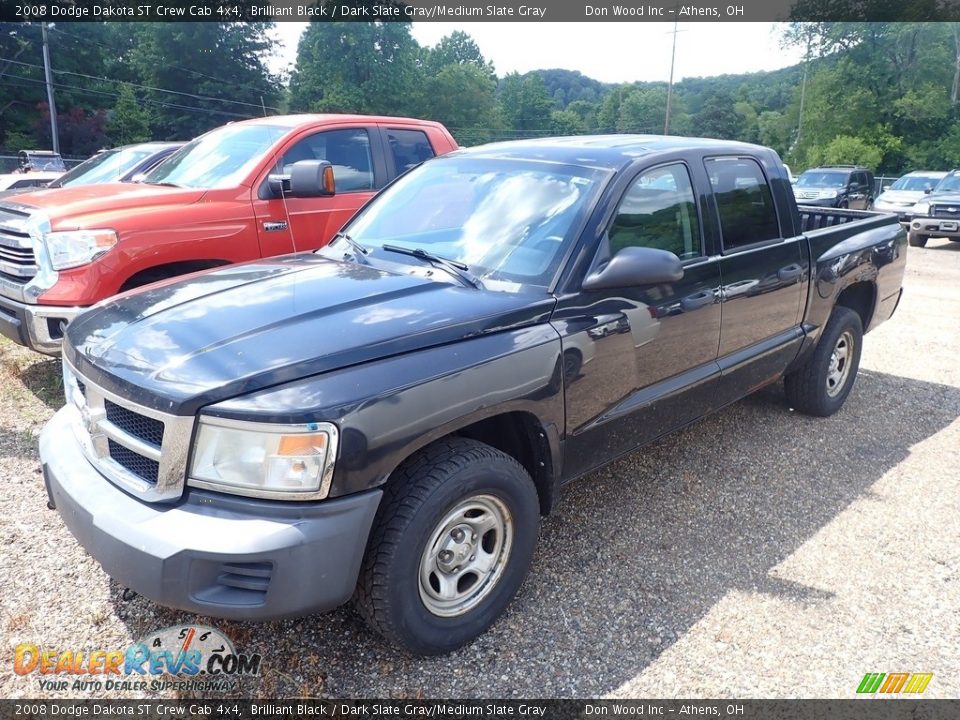 2008 Dodge Dakota ST Crew Cab 4x4 Brilliant Black / Dark Slate Gray/Medium Slate Gray Photo #5