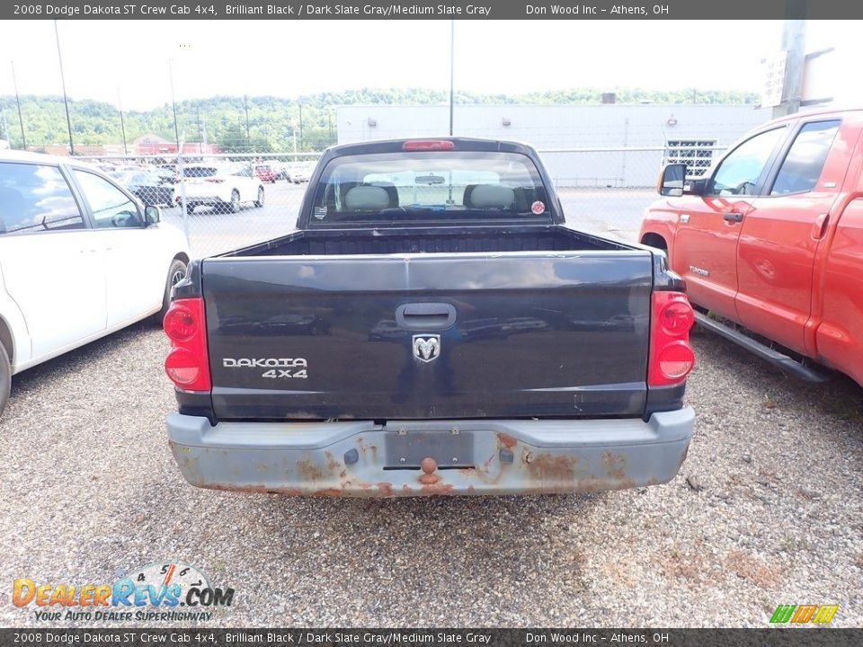 2008 Dodge Dakota ST Crew Cab 4x4 Brilliant Black / Dark Slate Gray/Medium Slate Gray Photo #8