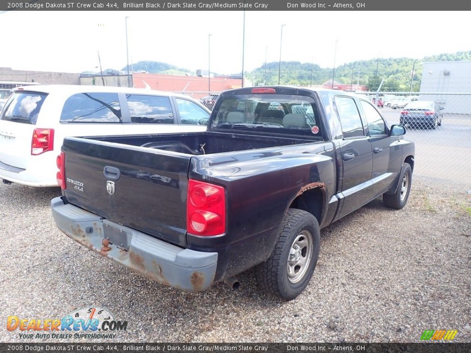 2008 Dodge Dakota ST Crew Cab 4x4 Brilliant Black / Dark Slate Gray/Medium Slate Gray Photo #10