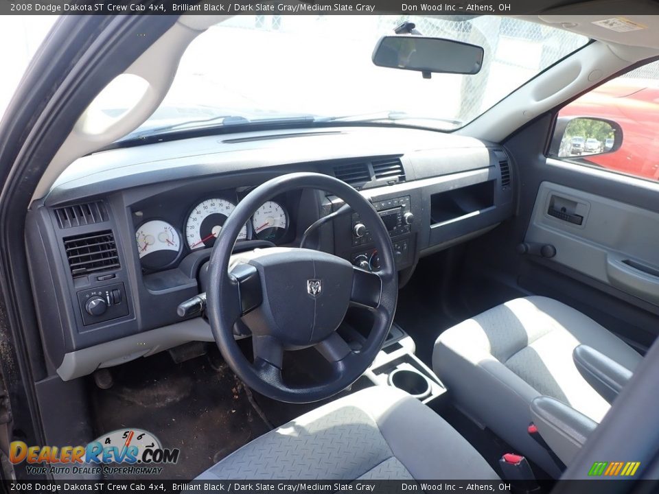 2008 Dodge Dakota ST Crew Cab 4x4 Brilliant Black / Dark Slate Gray/Medium Slate Gray Photo #11