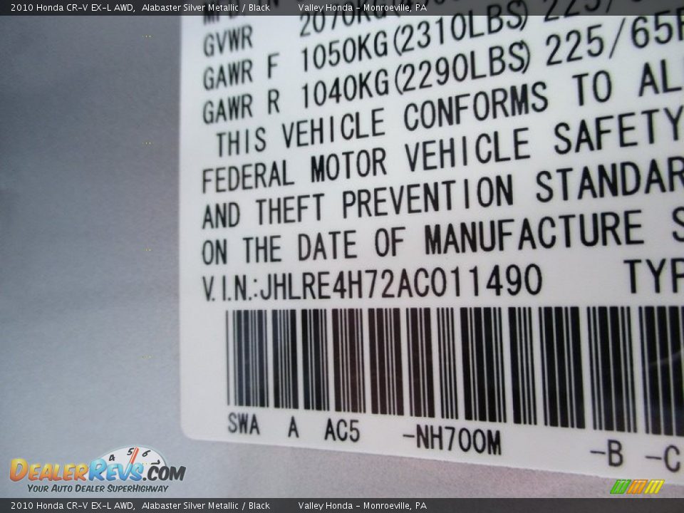 2010 Honda CR-V EX-L AWD Alabaster Silver Metallic / Black Photo #19