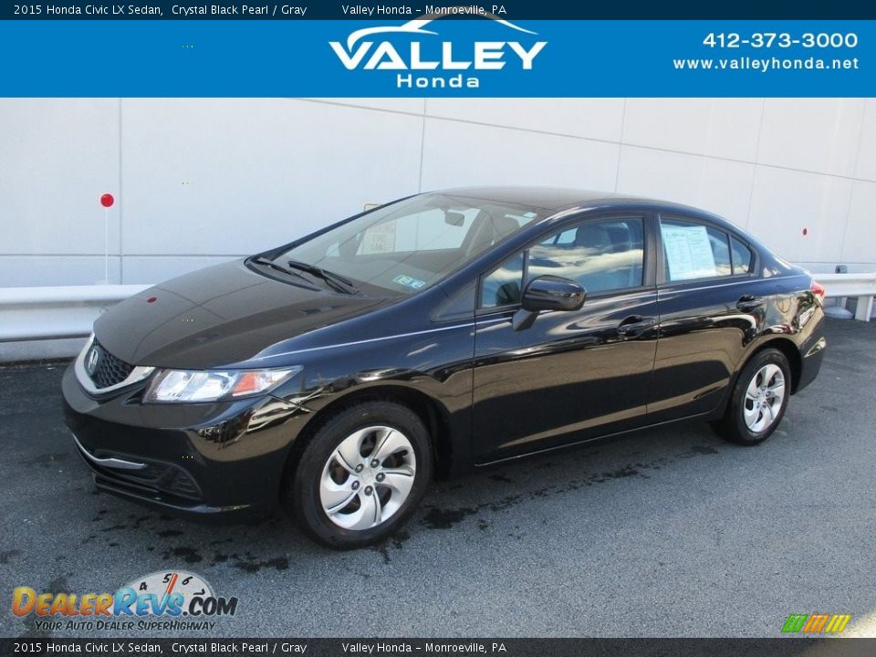 2015 Honda Civic LX Sedan Crystal Black Pearl / Gray Photo #1