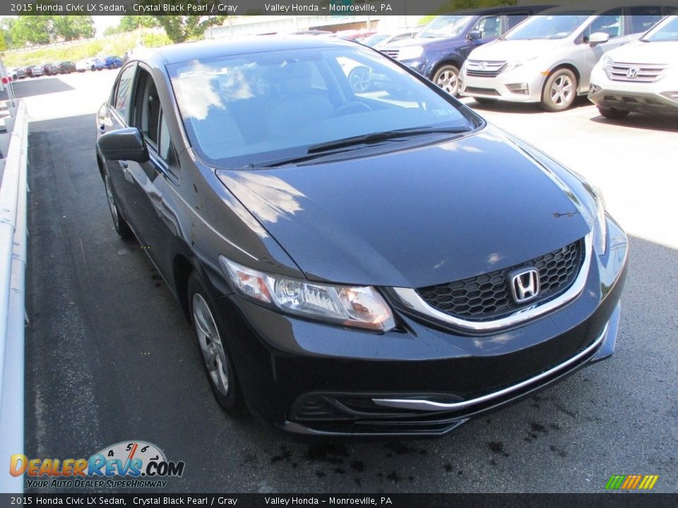 2015 Honda Civic LX Sedan Crystal Black Pearl / Gray Photo #6
