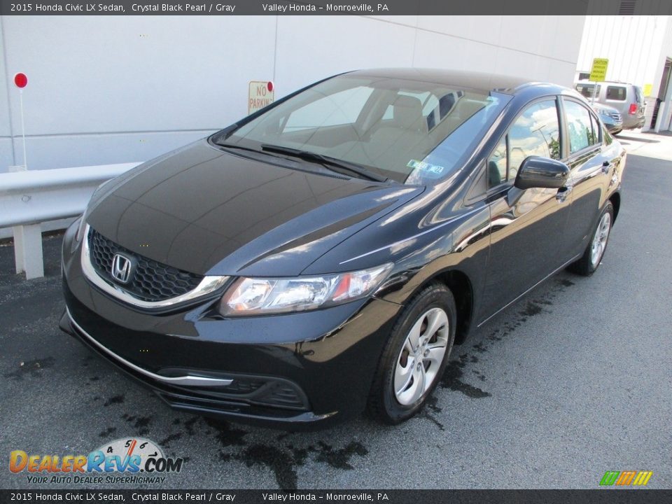 2015 Honda Civic LX Sedan Crystal Black Pearl / Gray Photo #8