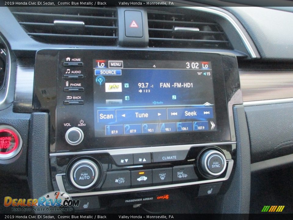 2019 Honda Civic EX Sedan Cosmic Blue Metallic / Black Photo #14