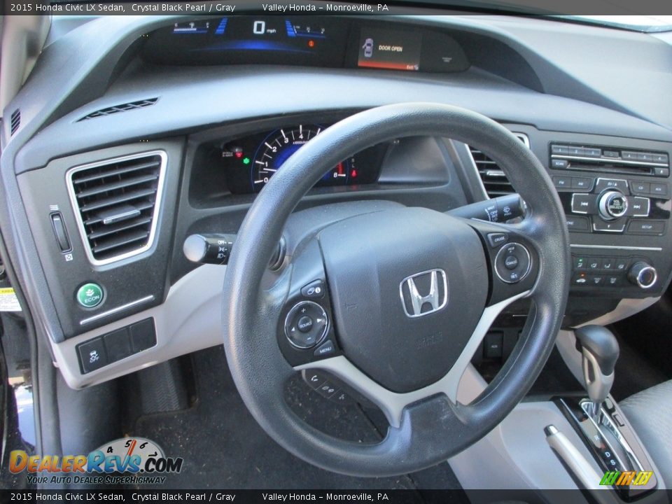 2015 Honda Civic LX Sedan Crystal Black Pearl / Gray Photo #12