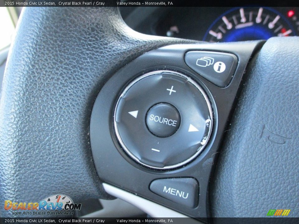 2015 Honda Civic LX Sedan Crystal Black Pearl / Gray Photo #16