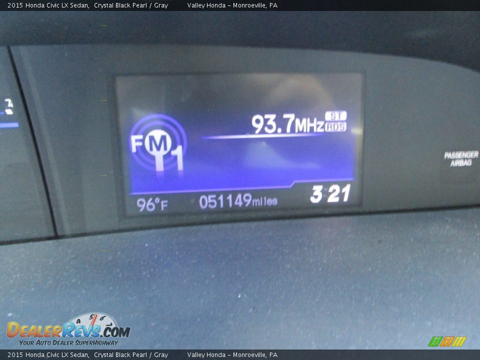 2015 Honda Civic LX Sedan Crystal Black Pearl / Gray Photo #20