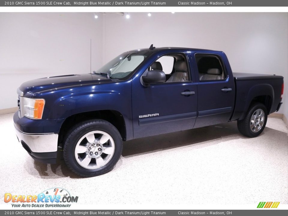 2010 GMC Sierra 1500 SLE Crew Cab Midnight Blue Metallic / Dark Titanium/Light Titanium Photo #3