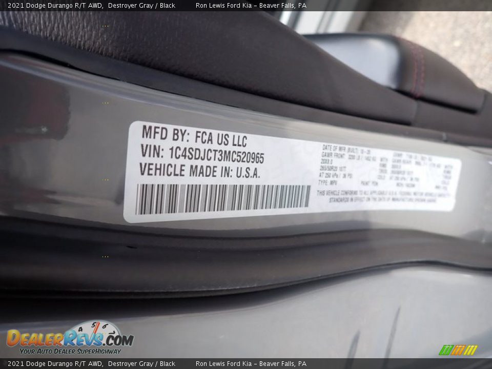 2021 Dodge Durango R/T AWD Destroyer Gray / Black Photo #16