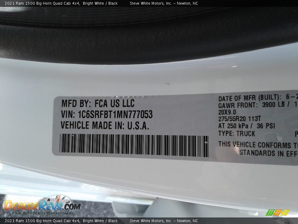 2021 Ram 1500 Big Horn Quad Cab 4x4 Bright White / Black Photo #33