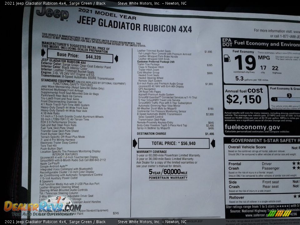 2021 Jeep Gladiator Rubicon 4x4 Sarge Green / Black Photo #30